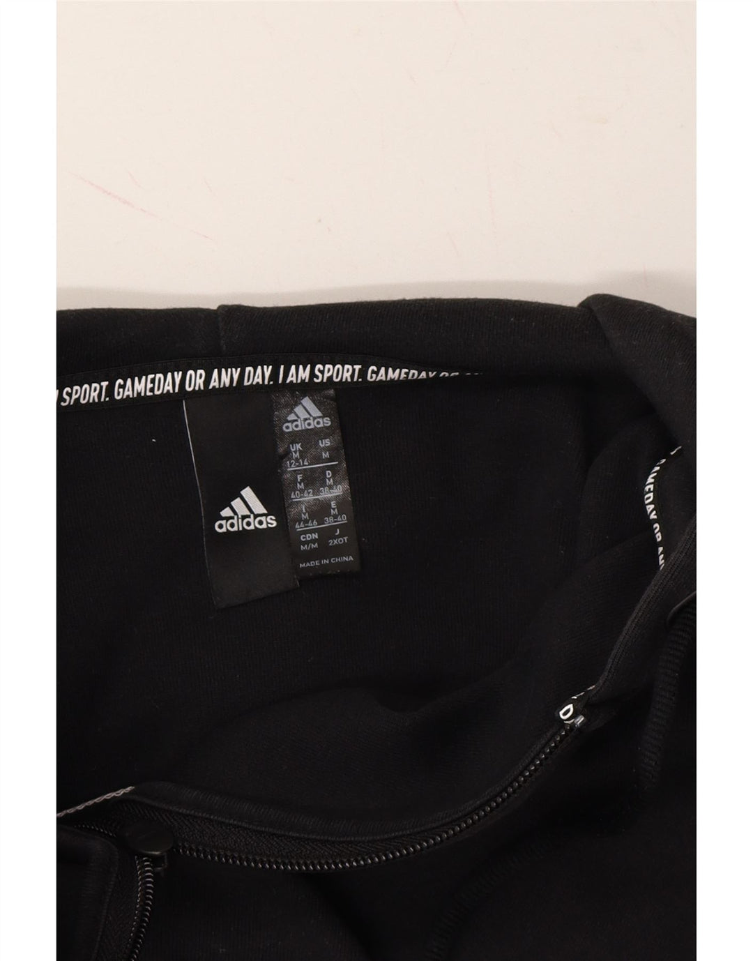 ADIDAS Womens Oversized Zip Hoodie Sweater UK 12/14 Medium Black Cotton Vintage Adidas and Second-Hand Adidas from Messina Hembry 
