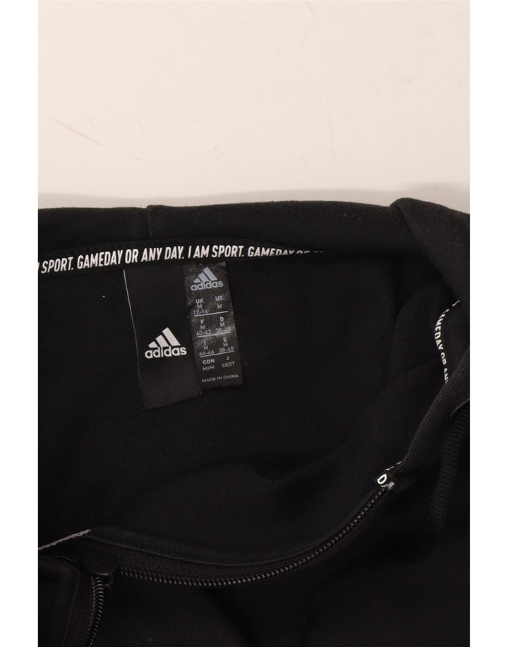 ADIDAS Womens Oversized Zip Hoodie Sweater UK 12/14 Medium Black Cotton Vintage Adidas and Second-Hand Adidas from Messina Hembry 
