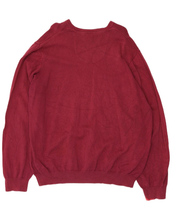 Suéter masculino Marks & Spencer com ajuste regular e decote em V 2XL algodão borgonha