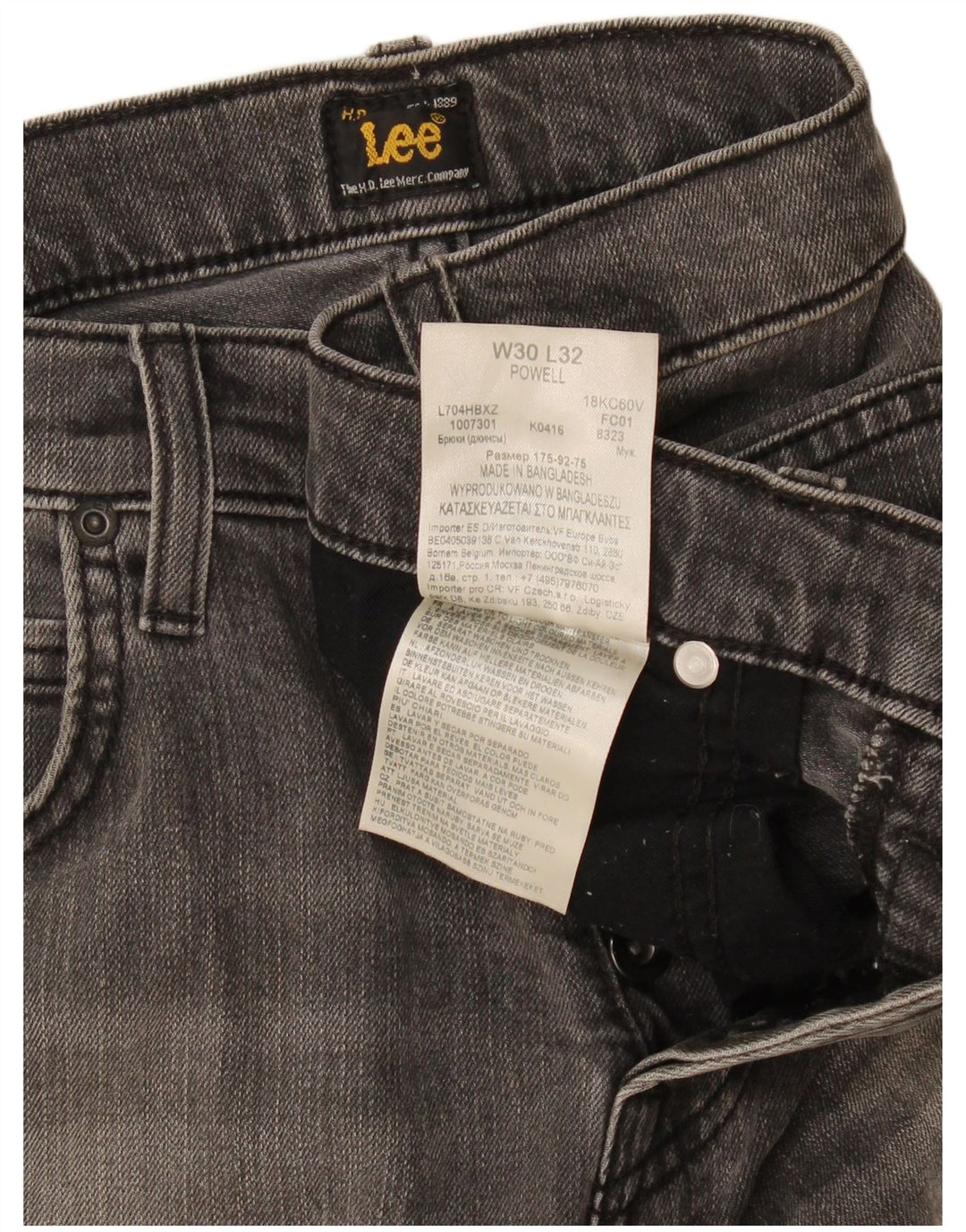 Lee Womens Powell Slim Jeans W30 L32 Algodão Cinza