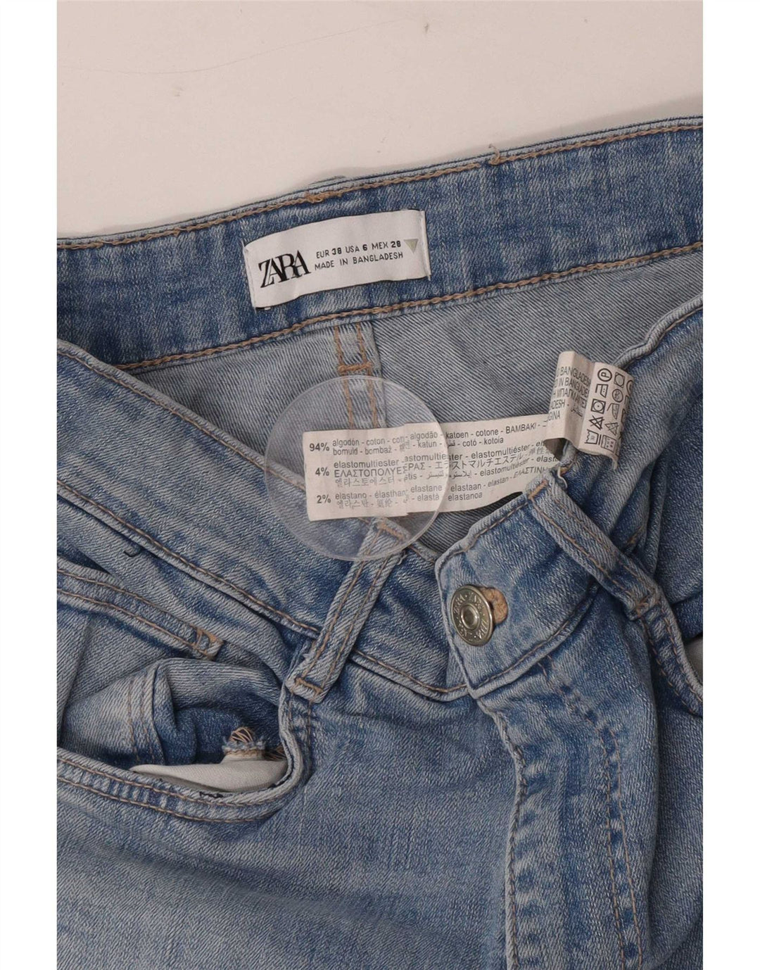 Zara Jeans Slim Feminino EU 38 Pequeno W28 L28 Azul Algodão