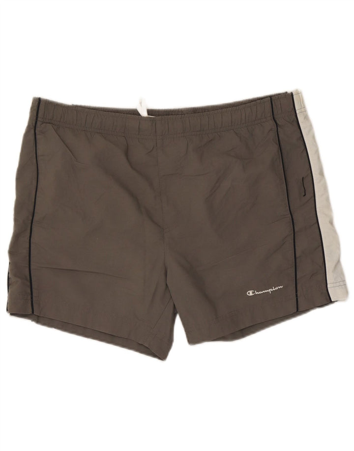 Shorts de natação masculino Champion grande cinza colorblock poliéster