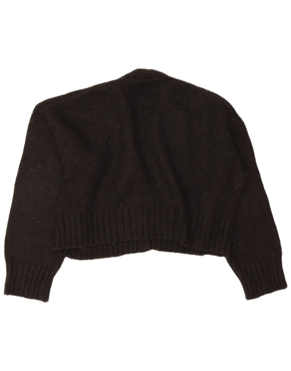 Suéter feminino Zara com corte grande e aberto, cardigan Reino Unido 16, acrílico preto grande