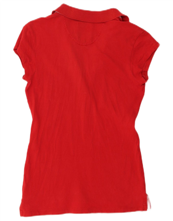 Camisa polo feminina Woolrich Stretch UK 14 grande algodão vermelho