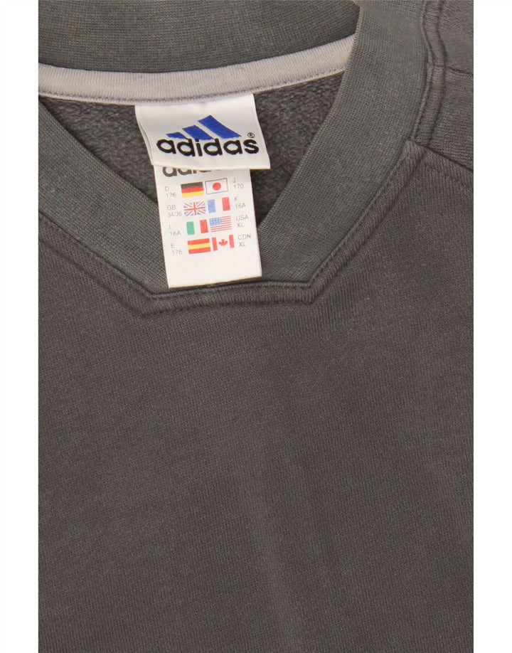 Adidas Meninos Suéter Jumper 15-16 Anos Cinza Listrado Algodão