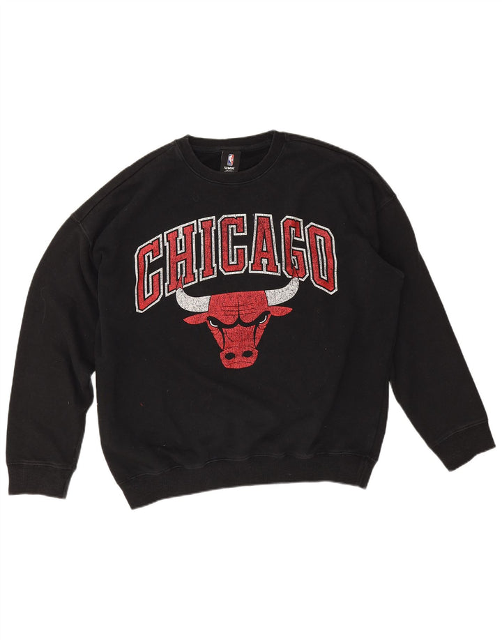 NBA masculino Chicago Bulls gráfico moletom grande jumper pequeno preto
