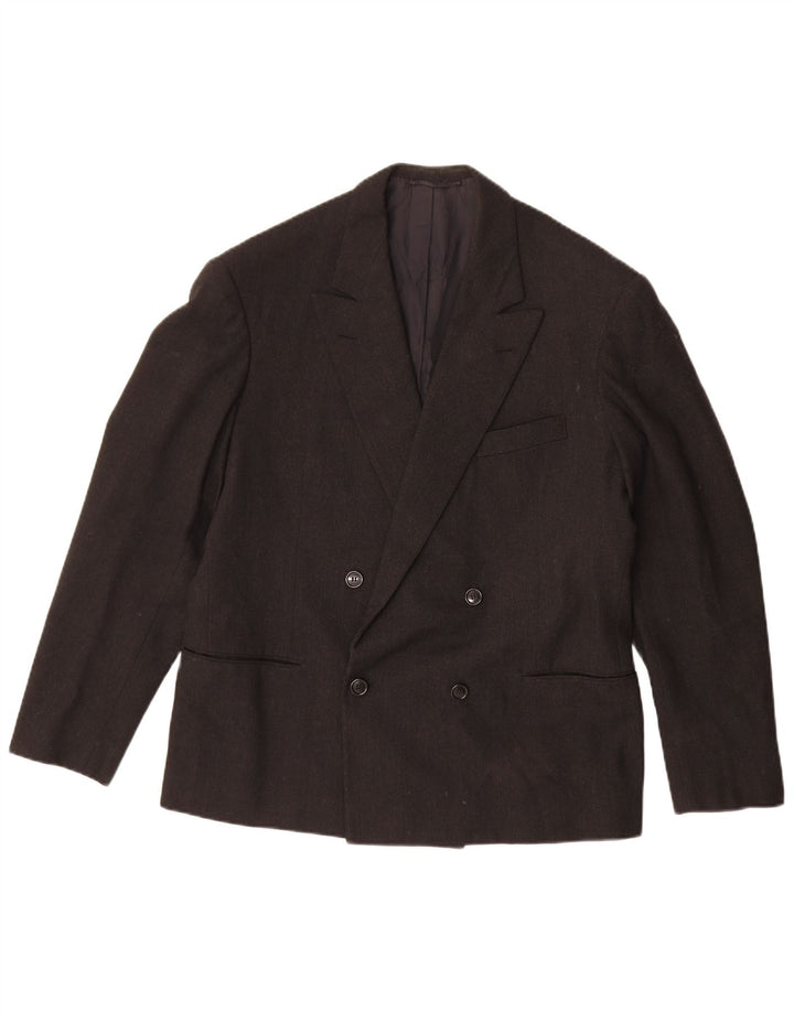 Jaqueta blazer masculina vintage com peito duplo Reino Unido 38 médio preto