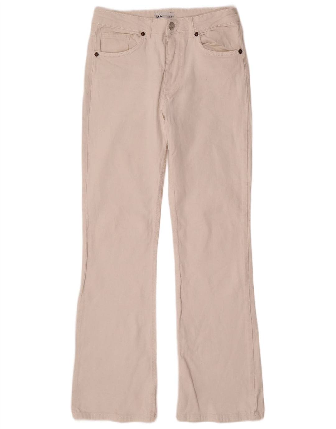 Calça jeans feminina Zara Bootcut EU 38 pequena W28 L31 branca