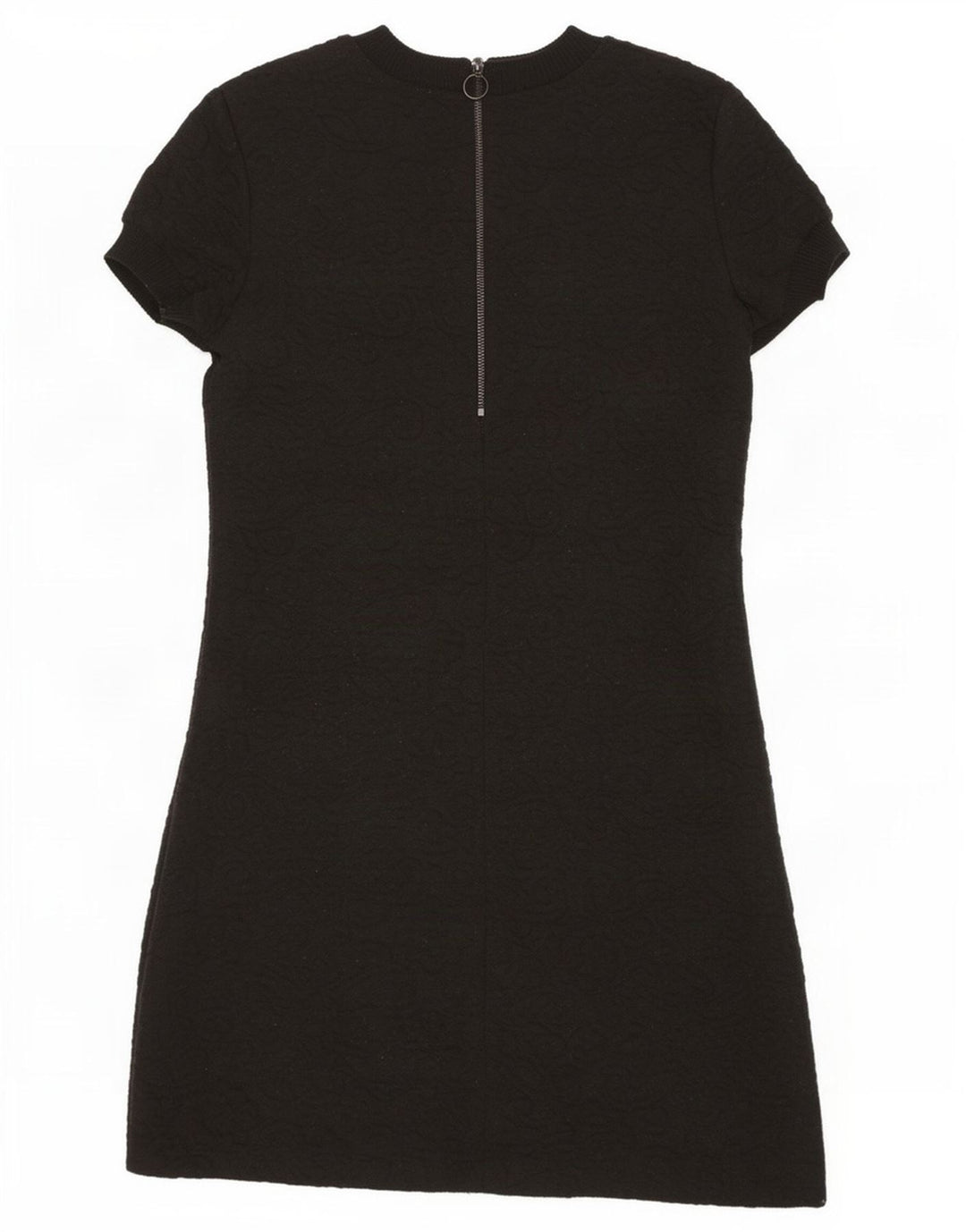 Vestido básico feminino de mangas curtas Zara Reino Unido 10 pequeno poliéster preto paisley