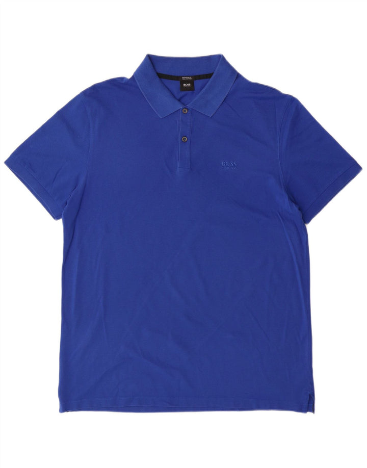 Camisa polo masculina de ajuste regular HUGO BOSS XL algodão azul