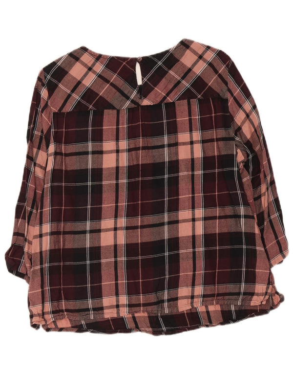 Blusa feminina de manga 3/4 Marks & Spencer Reino Unido 16 grande xadrez roxo