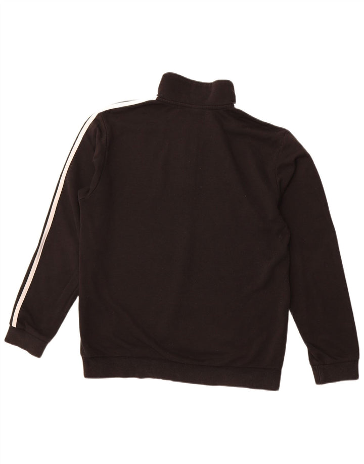 ADIDAS Mens Zip Neck Moletom Jumper Médio Algodão Preto
