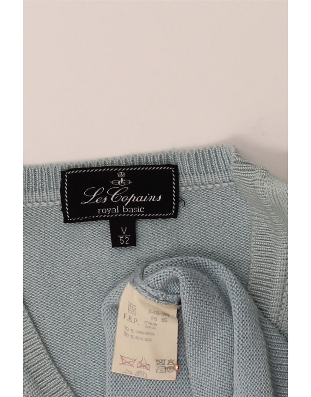 LES COPAINS Suéter masculino com decote em V IT 52 XL lã azul