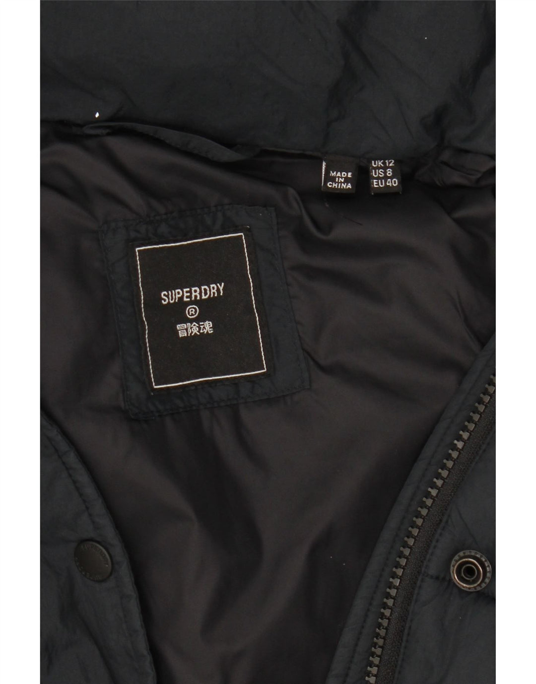 Jaqueta acolchoada com capuz feminina Superdry UK 12 médio preto