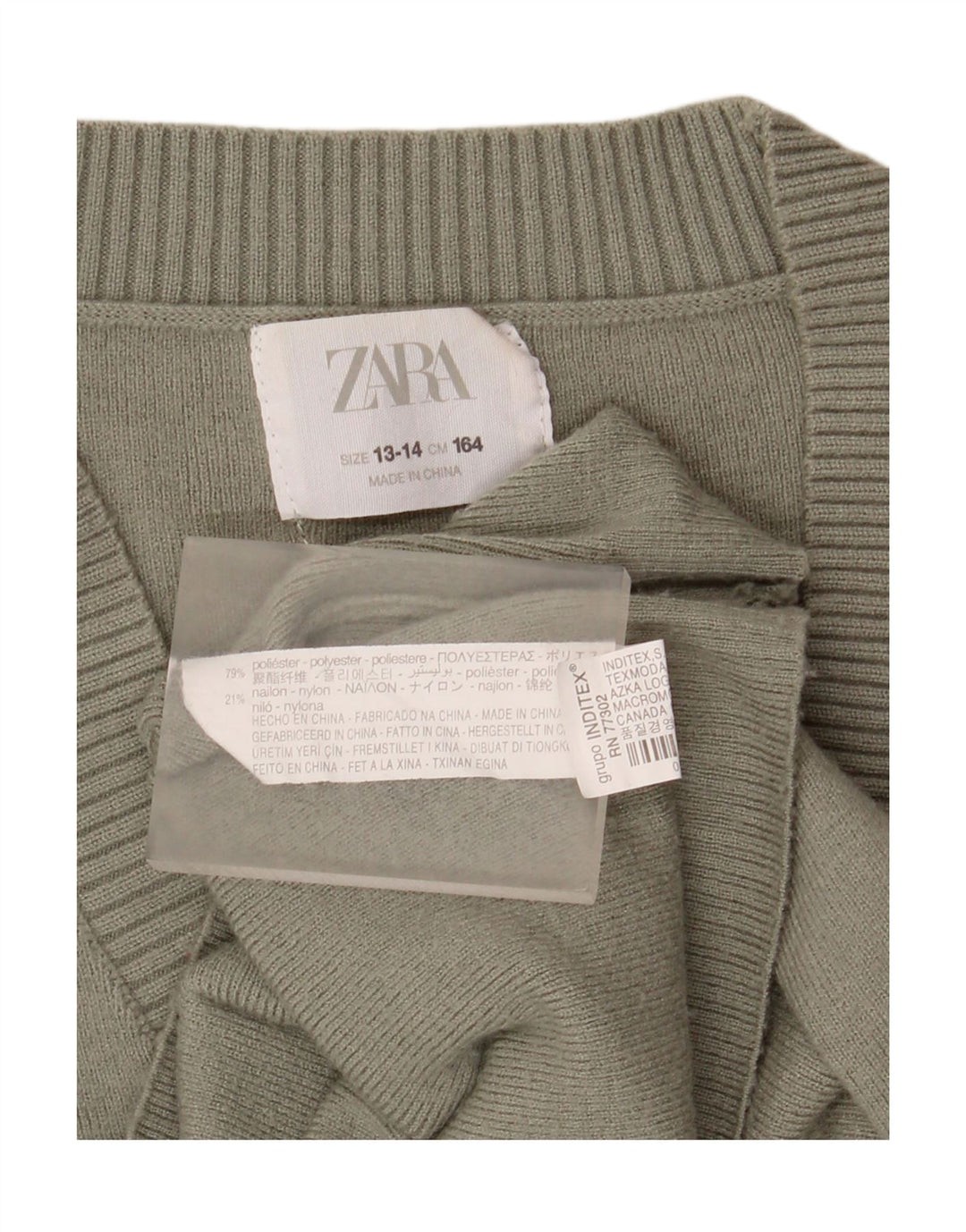 Zara Suéter Cardigan Meninas 13-14 Anos Verde Poliéster