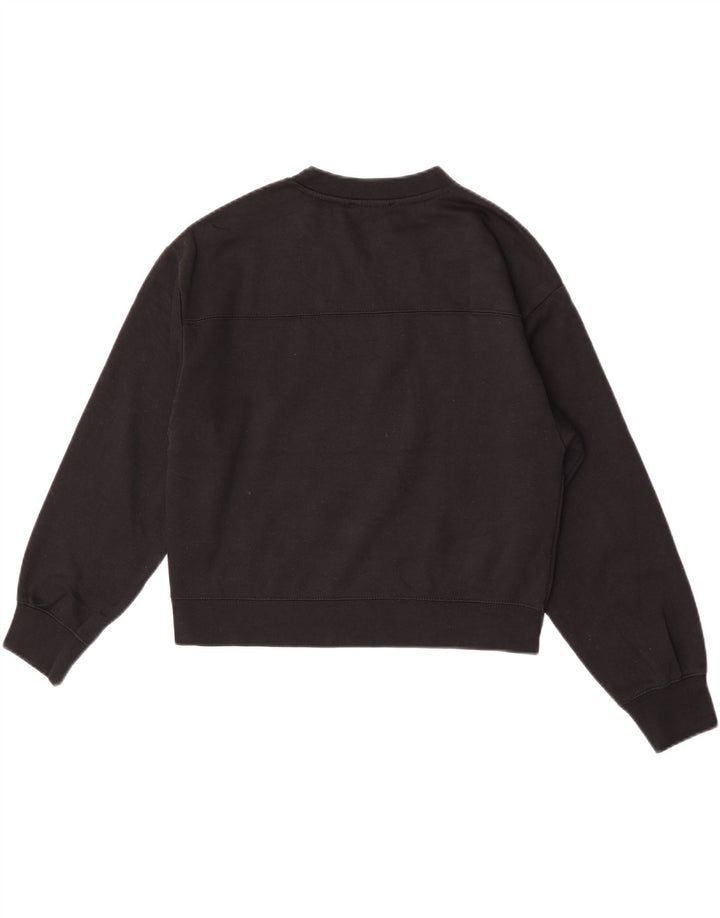 Zara Womens Crop Sweatshirt Jumper UK 14 Médio Preto Poliéster