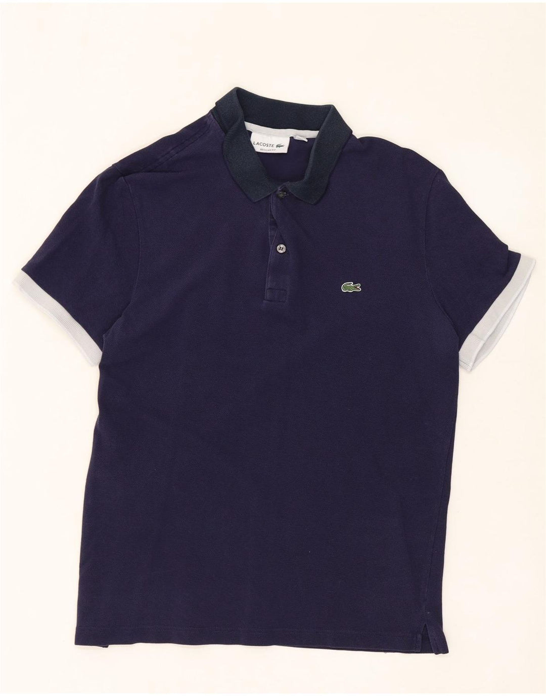 Camisa polo masculina LACOSTE Regular Fit tamanho 4 médio algodão azul marinho