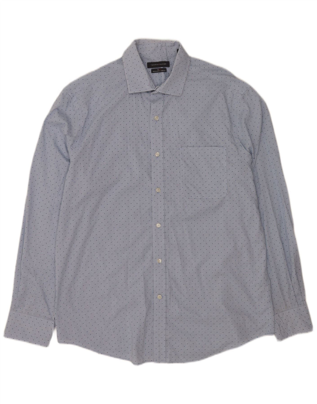 Camisa masculina Tommy Hilfiger Regular Fit tamanho 16 1/2 grande algodão xadrez azul