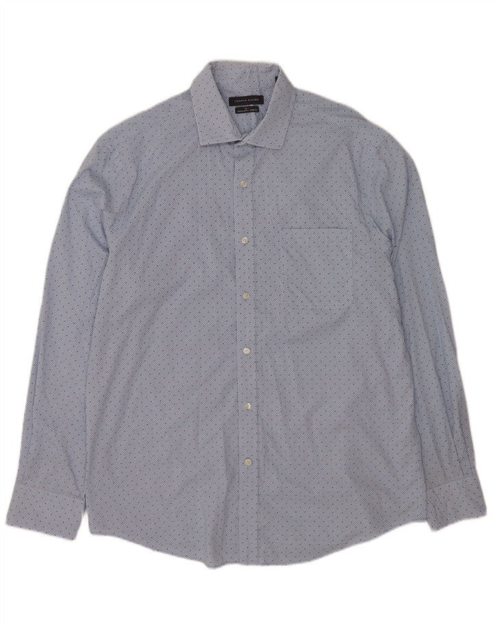 Camisa masculina Tommy Hilfiger Regular Fit tamanho 16 1/2 grande algodão xadrez azul