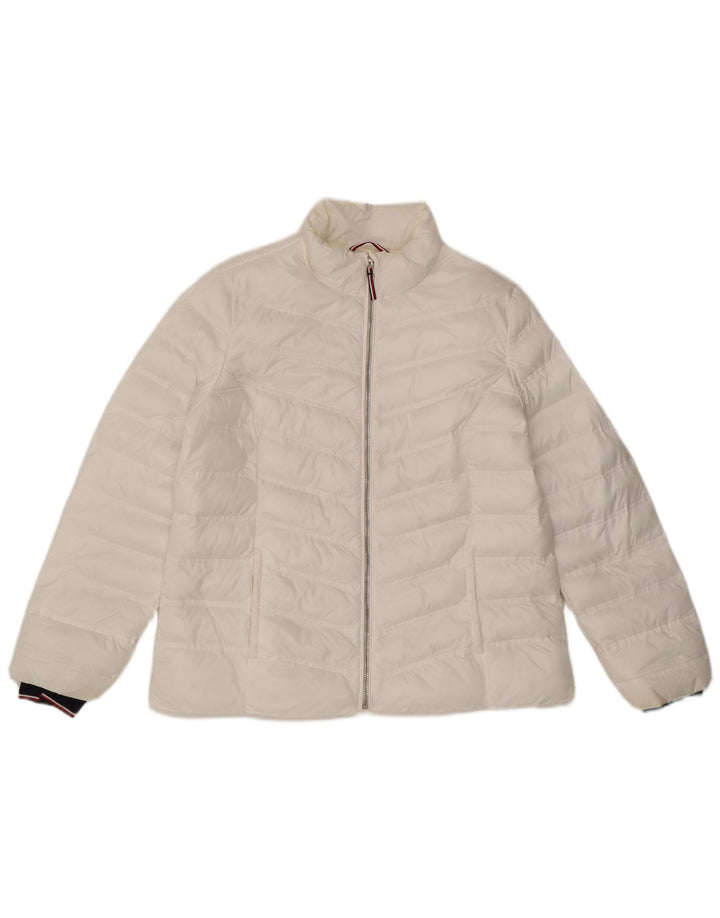 Jaqueta acolchoada feminina TOMMY HILFIGER UK 16 grande poliamida branca