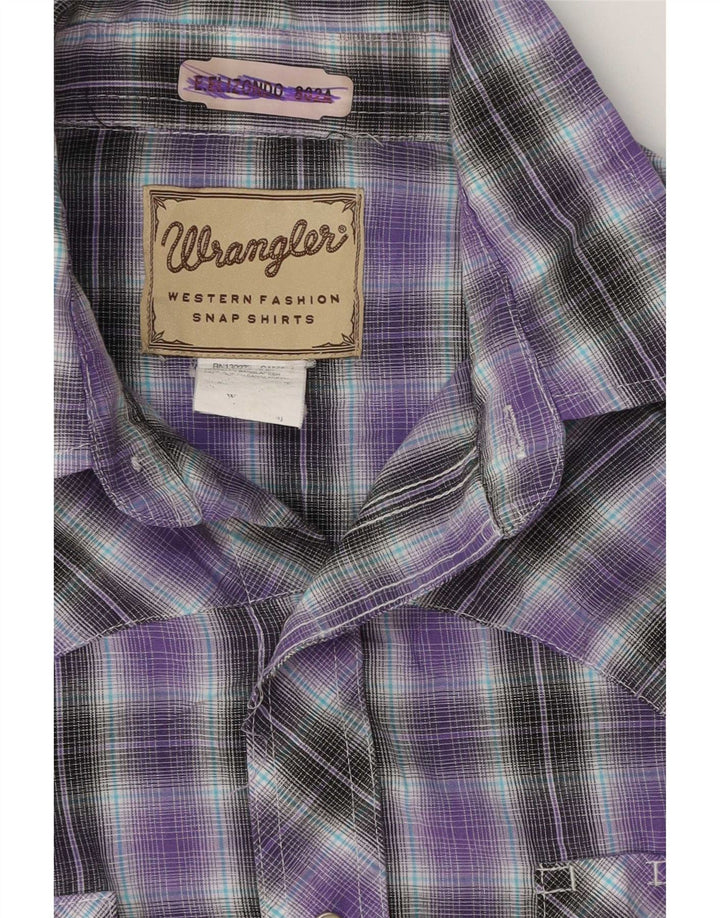 Wrangler Camisa masculina de manga curta xadrez roxo médio