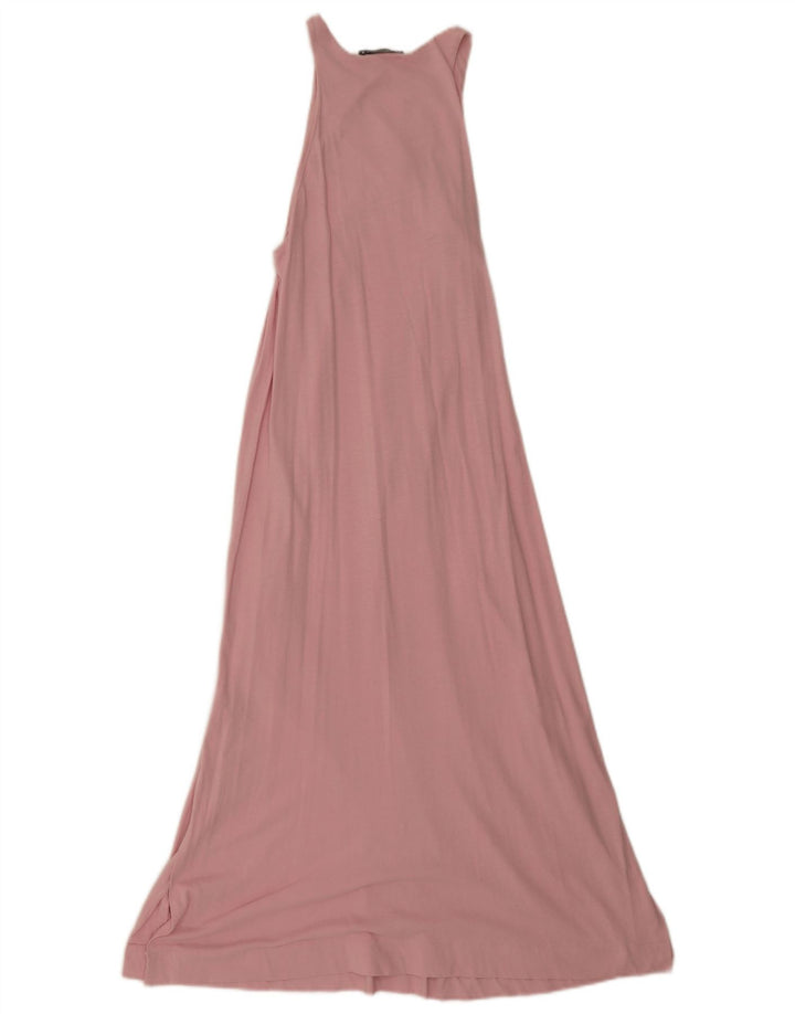 Vestido maxi feminino sem mangas Zara UK 12 rosa médio
