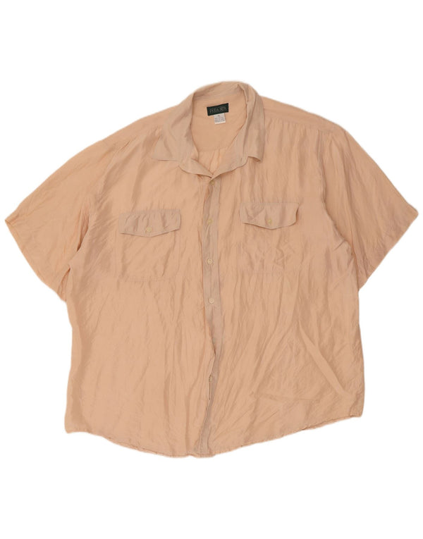 Camisa masculina Pura Seta manga curta regular fit XL bege seda