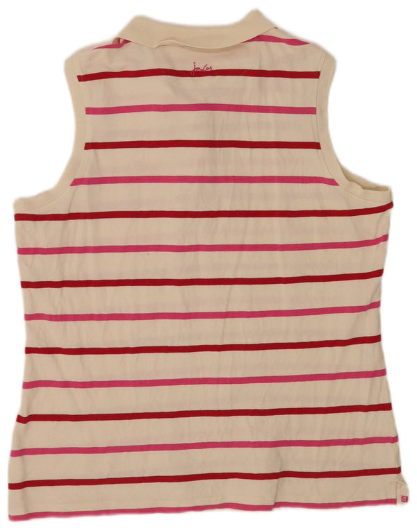 Camisa polo feminina sem mangas Joules UK 18 XL listrada branca