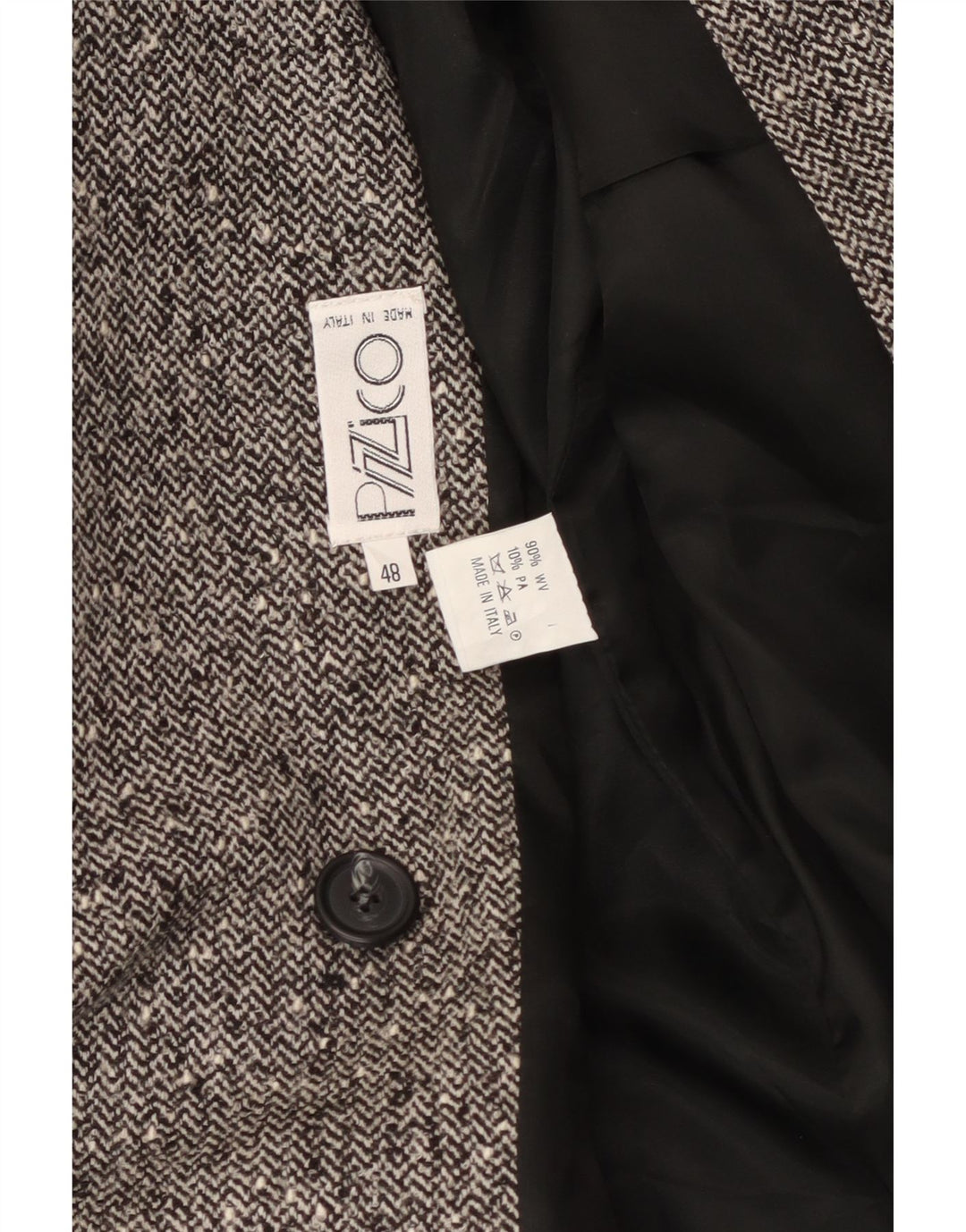 Jaqueta blazer feminina vintage com peito duplo IT 48 XL espinha de peixe cinza