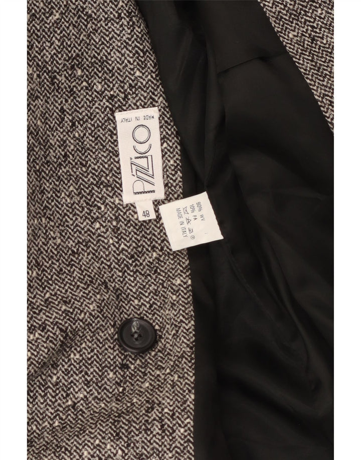Jaqueta blazer feminina vintage com peito duplo IT 48 XL espinha de peixe cinza