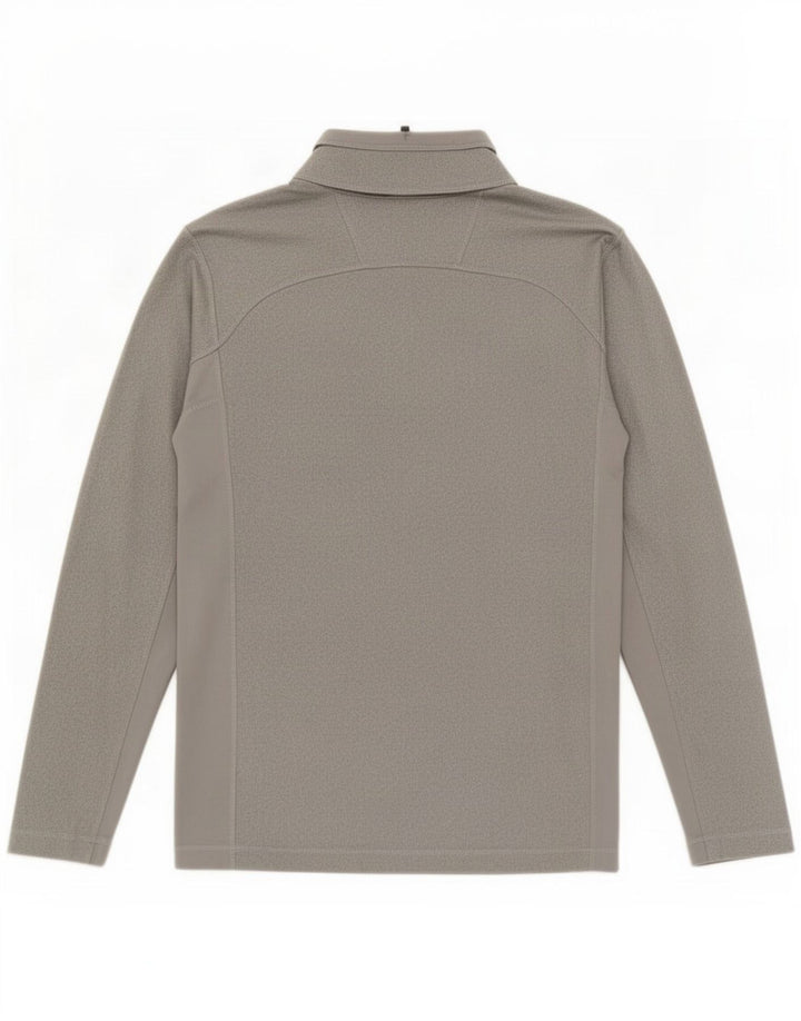 Pulôver masculino The North Face com zíper e gola alta, moletom cinza médio manchado