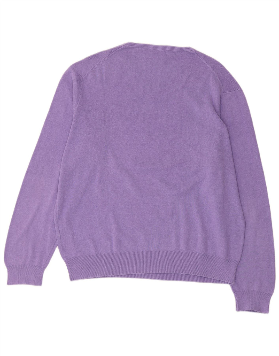 Suéter feminino POLO RALPH LAUREN com decote em V Reino Unido 16 grande algodão roxo