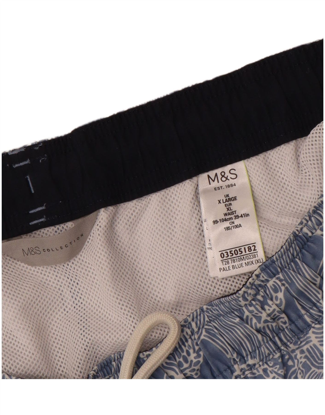 Shorts de natação masculino Marks & Spencer com padrão abstrato XL azul poliéster