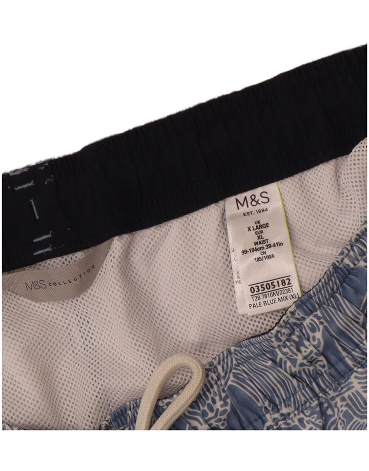 Shorts de natação masculino Marks & Spencer com padrão abstrato XL azul poliéster