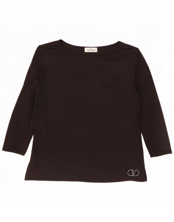 Valentino Top feminino manga 3/4 UK 16 Viscose preta grande