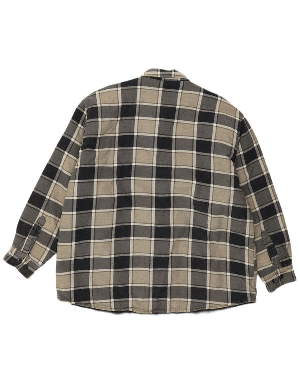 Camisa masculina de flanela lenhador LEEDS tamanho 43/44 XL algodão xadrez cinza