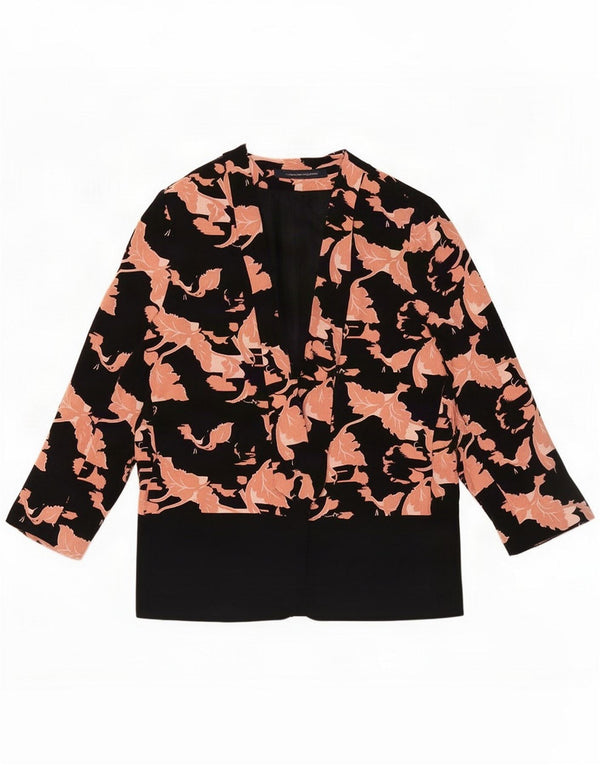 Jaqueta blazer feminina de manga 3/4 com conexão francesa UK 18 XL preto floral