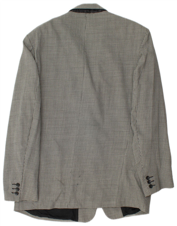 Jaqueta blazer masculina VINTAGE com 2 botões UK 42 XL preta Houndstooth nova lã