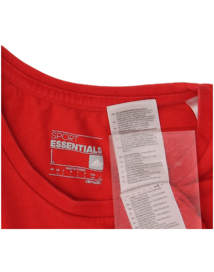 ADIDAS Mens Climalite Graphic T-Shirt Top Grande Algodão Vermelho