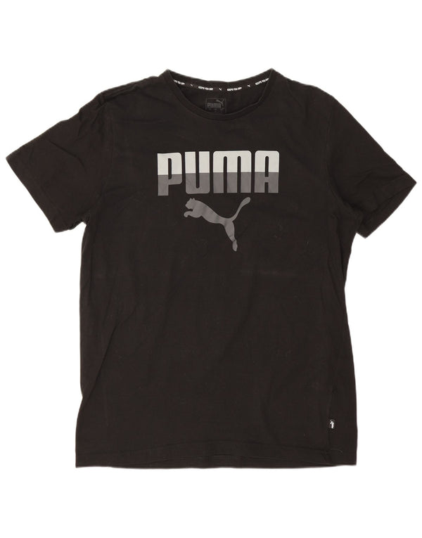 Puma Mens Graphic T-Shirt Top Grande Algodão Preto