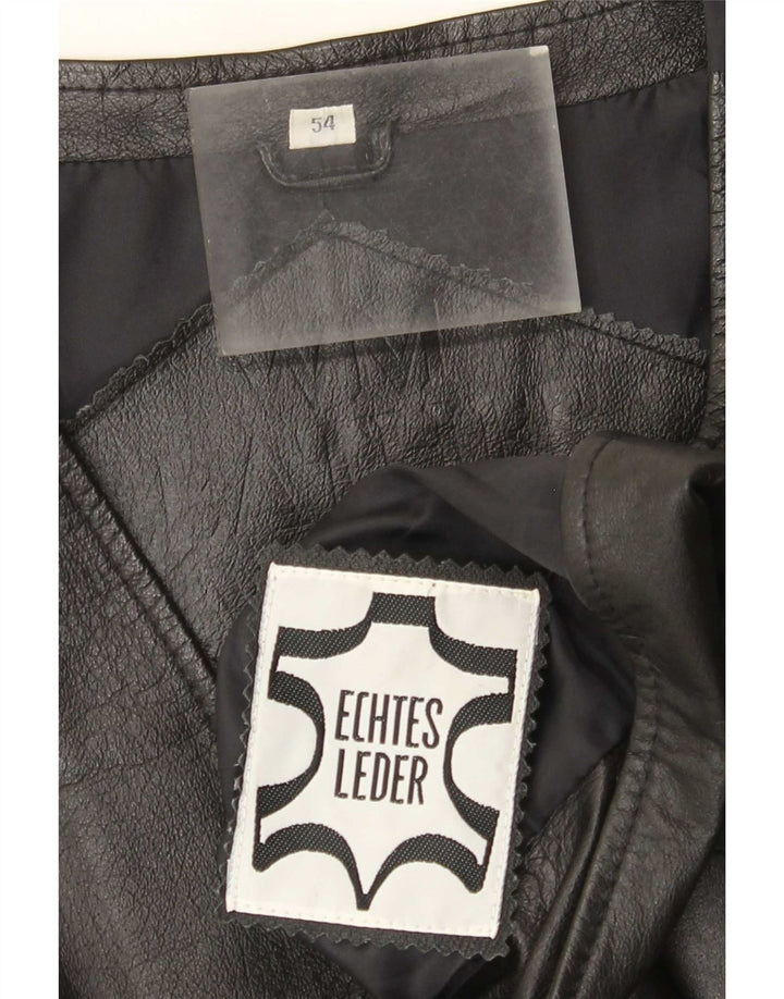 Colete de couro masculino vintage IT 54 XL preto