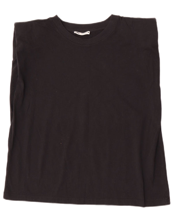 Zara Womens Vest Top UK 14 Médio Preto