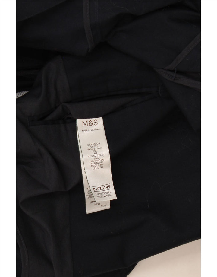 Jaqueta blazer masculina de 2 botões Marks & Spencer Reino Unido 44 XL azul marinho algodão