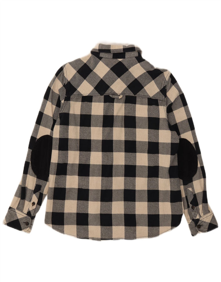Camisa feminina de flanela Roots Canadá Reino Unido 14 algodão guingão preto médio