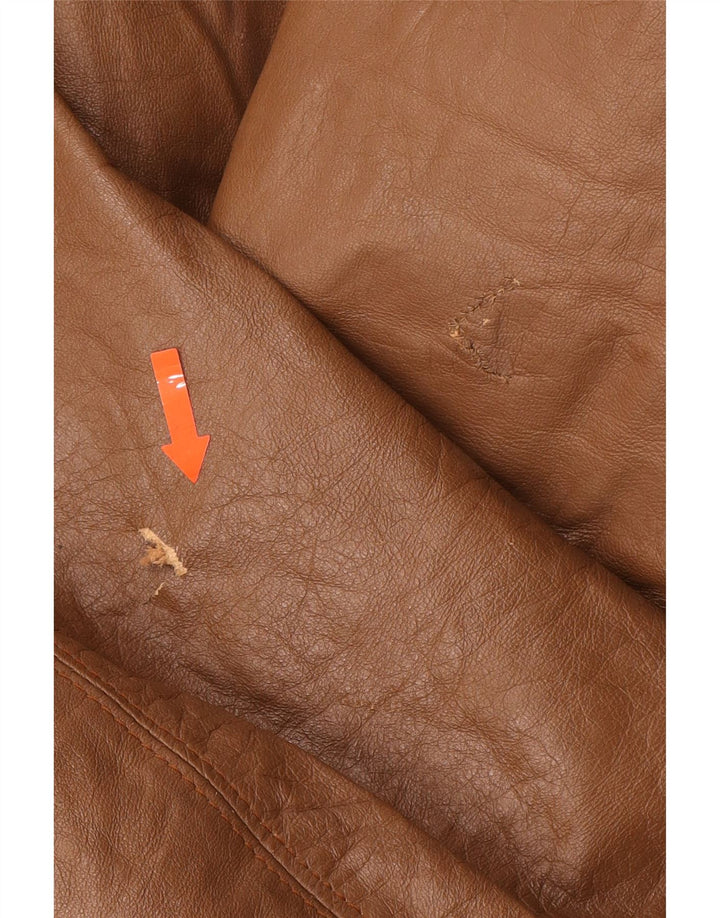 VINTAGE Womens Leather Coat UK 18 XL Brown Vintage Vintage and Second-Hand Vintage from Messina Hembry 