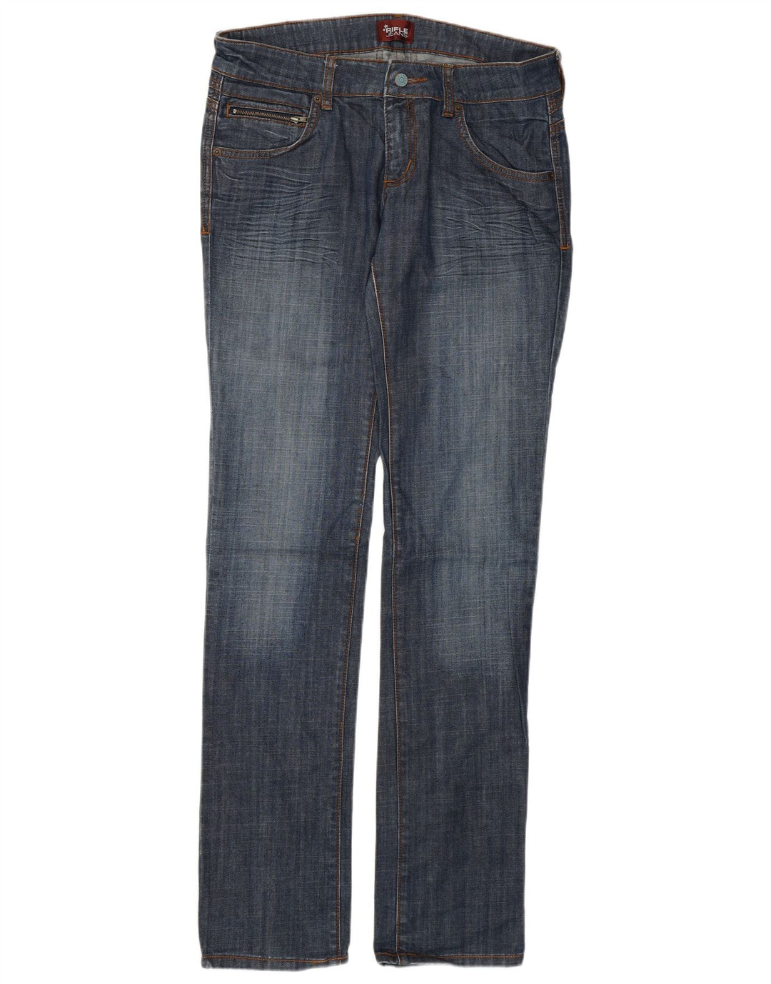 Rifle feminino slim jeans W30 L35 algodão azul