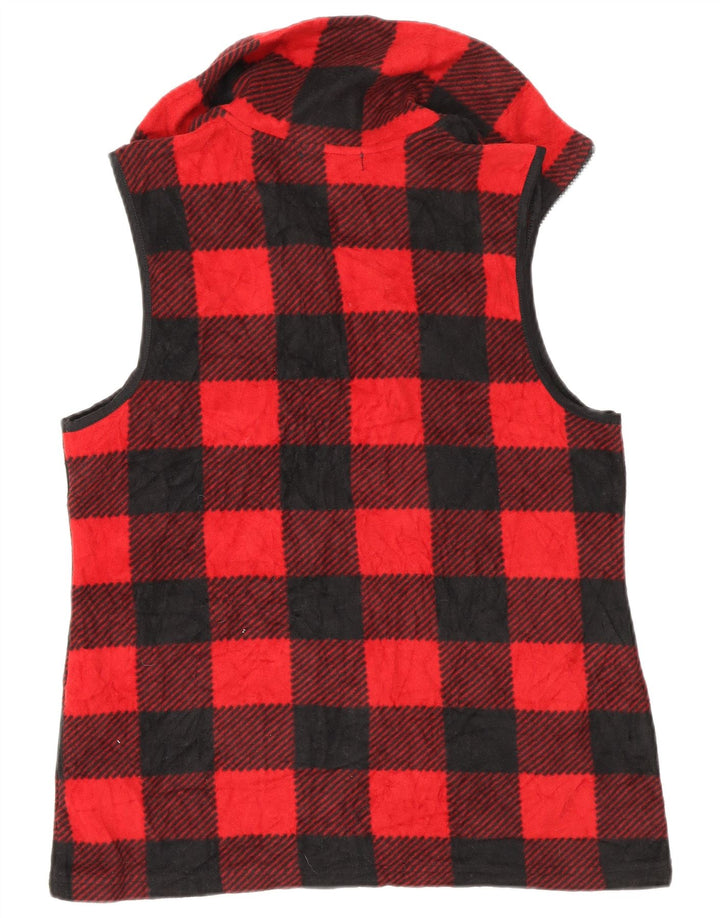 Chaps Womens Fleece Gilet UK 14 Médio Vermelho Gingham Poliéster