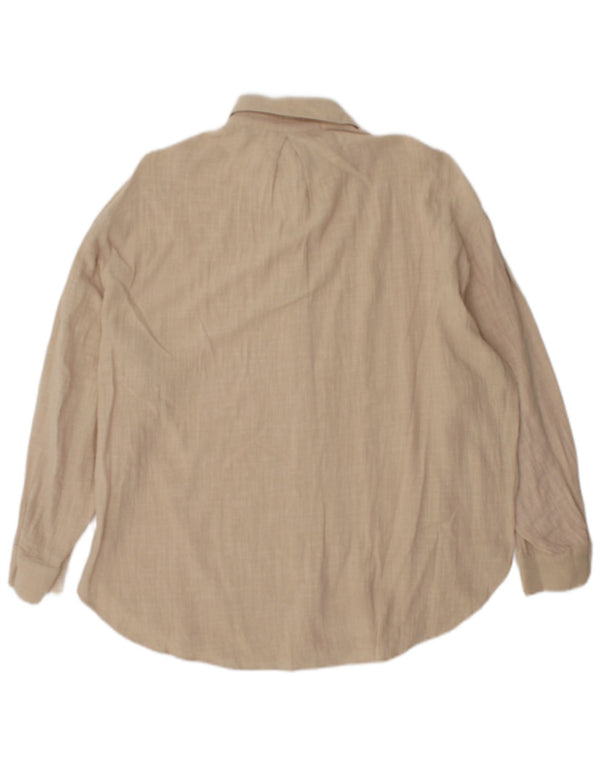 Camisa oversized feminina Zara UK 6 XS algodão bege