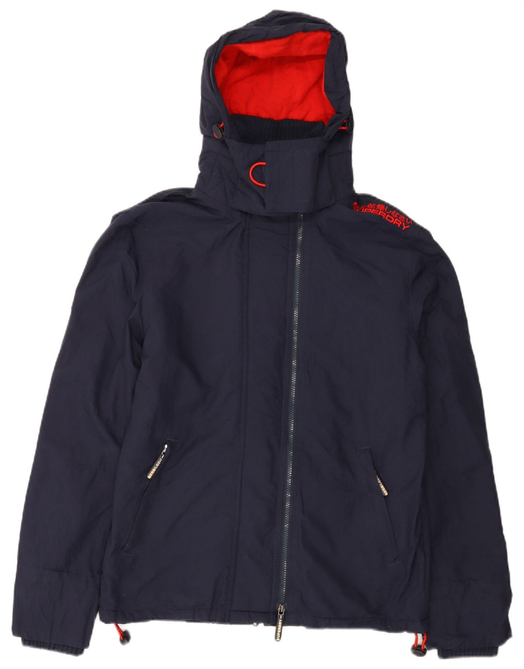 Jaqueta corta-vento gráfica feminina Superdry Reino Unido 14 médio azul marinho