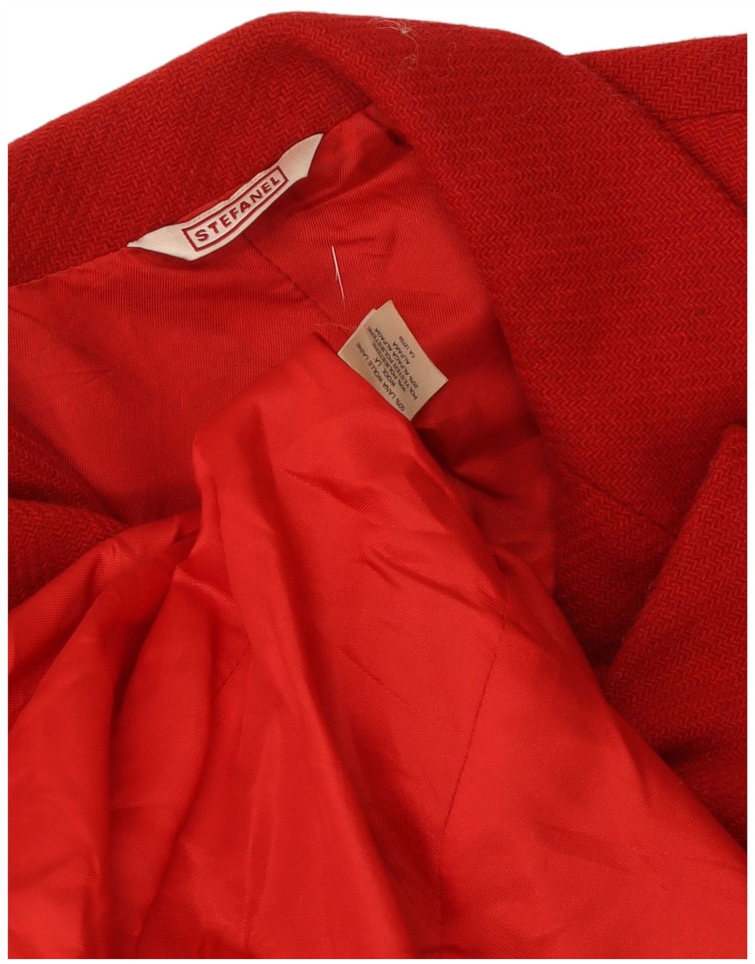Jaqueta blazer feminina Stefanel com 3 botões Reino Unido 14 lã vermelha média